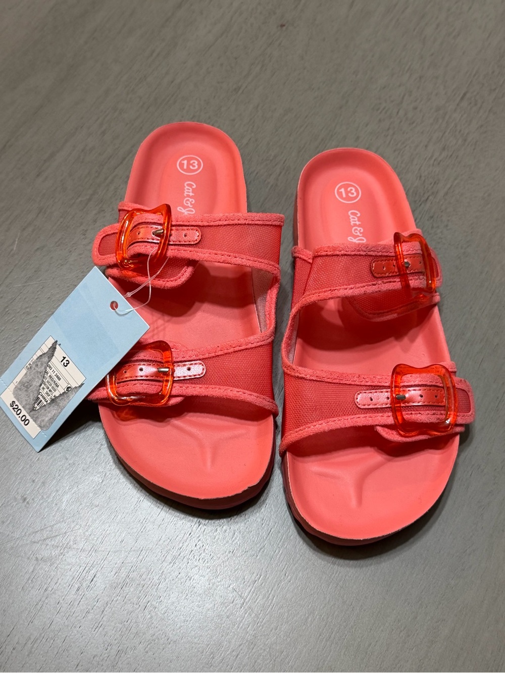 Cat & Jack Coral Pink Slide Sandals with Buckles